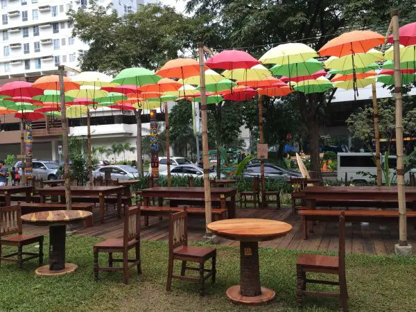Umbrella Set Up at Hawaiian Restaurant Umbrella