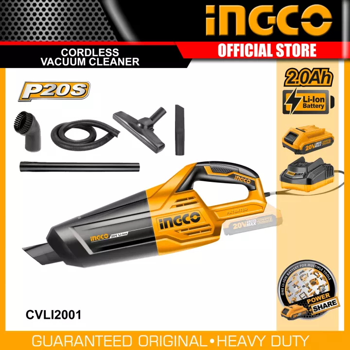 Ingco CVLI2001 + FBLI2001 + FCLI2001 20V Lithium-Ion Cordless Vacuum Cleaner