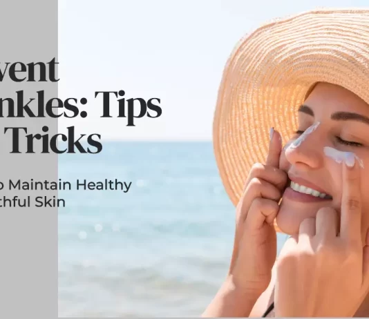 The person promoting wrinkle prevention with youthful skin.