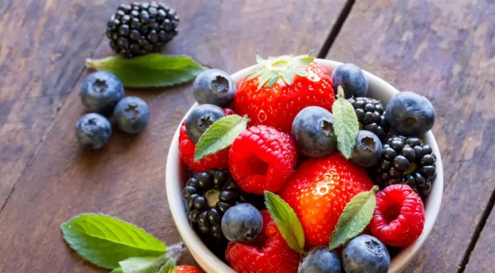 Assorted fresh fruits represent eye-boosting nutrients.