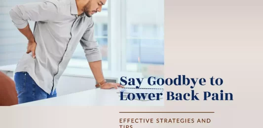 The person maintains good posture at a desk to prevent lower back pain.