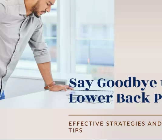 The person maintains good posture at a desk to prevent lower back pain.