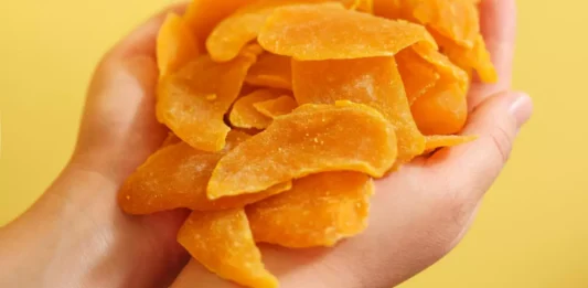 Dried mango slices: vibrant, sweet, packed with health benefits.