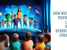 A captivating scene from a larger-than-life movie screen sparks the imagination of young viewers.