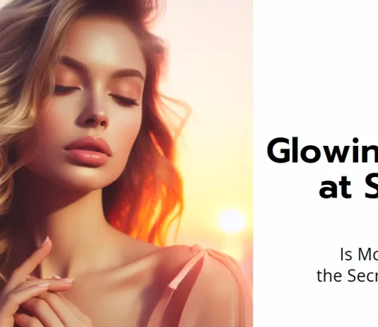 A person enjoying the morning sunlight symbolizes the connection between sunrise and healthy, glowing skin.