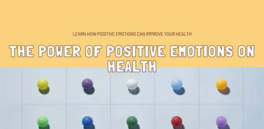 A person smiling and surrounded by symbols of joy represents the connection between positive emotions and overall health.