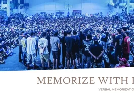 A person holding a microphone symbolizes the memory techniques inspired by rap battle emcees for memorizing paragraphs and sentences.