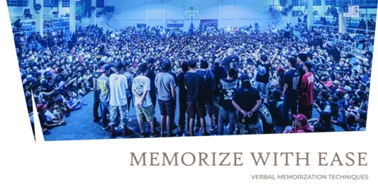 A person holding a microphone symbolizes the memory techniques inspired by rap battle emcees for memorizing paragraphs and sentences.