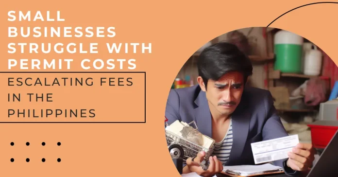 Small business owner reviewing paperwork, highlighting challenges faced due to increasing business permit costs in the Philippines.