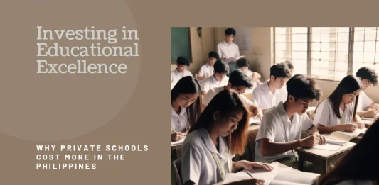 Illustration depicting factors influencing private school costs in the Philippines.