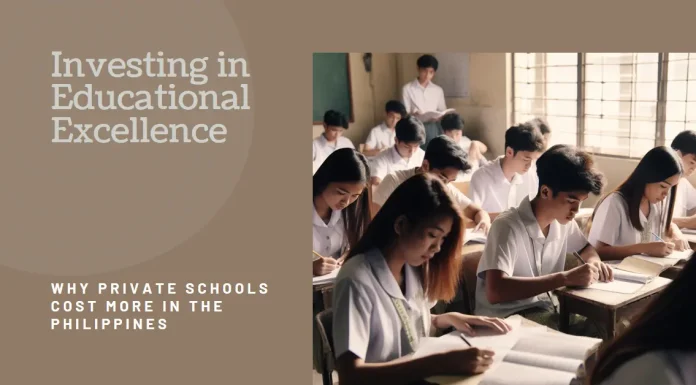 Illustration depicting factors influencing private school costs in the Philippines.