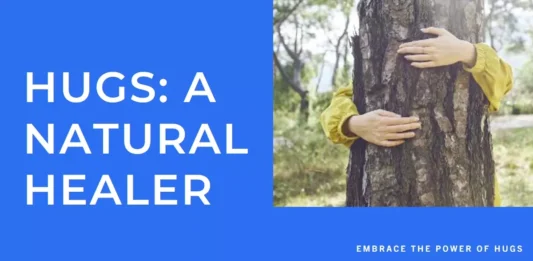 A visual depiction features an affectionate hug, symbolizing the positive impact of physical embraces on overall health and well-being.
