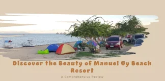 The sunset view at Manuel Uy Beach Resort showcases the serene coastal beauty and clear waters.