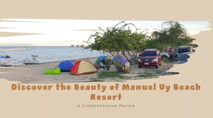 The sunset view at Manuel Uy Beach Resort showcases the serene coastal beauty and clear waters.
