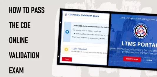 Person studying for the CDE Online Validation Exam for driver’s license renewal in the Philippines.