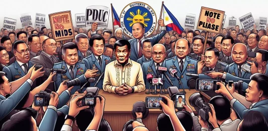 Protesters holding banners in support of Duterte during rallies across the Philippines