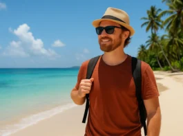 American expat at a beach in the Philippines