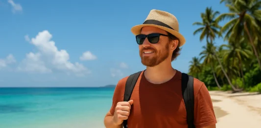 American expat at a beach in the Philippines
