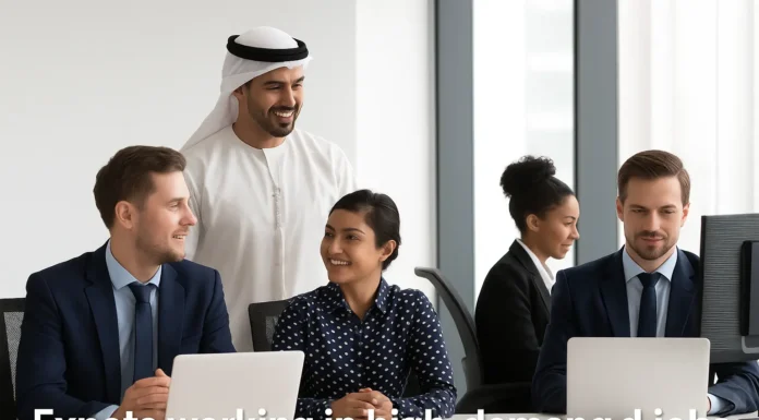 Expats working in high-demand jobs in the UAE office environment.