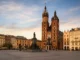 Kraków Old Town square with colorful buildings in Poland