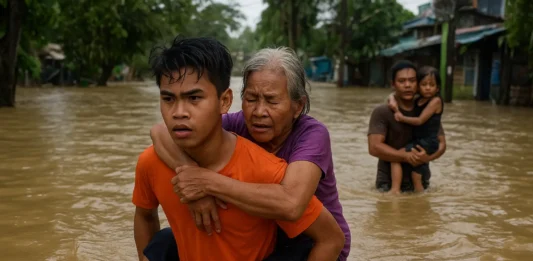 15-year-old boy rescuing people during the Cebu flood, Typhoon Tino