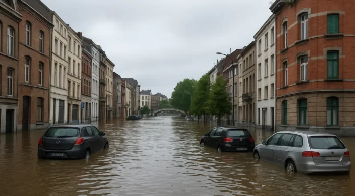 Belgium flooding street Wallonia climate risk