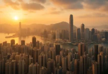 Wide-angle image of Hong Kong’s skyline representing the city’s top economic and social challenges.