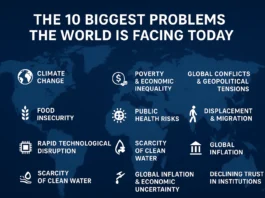 World map showing significant global challenges impacting nations and communities.