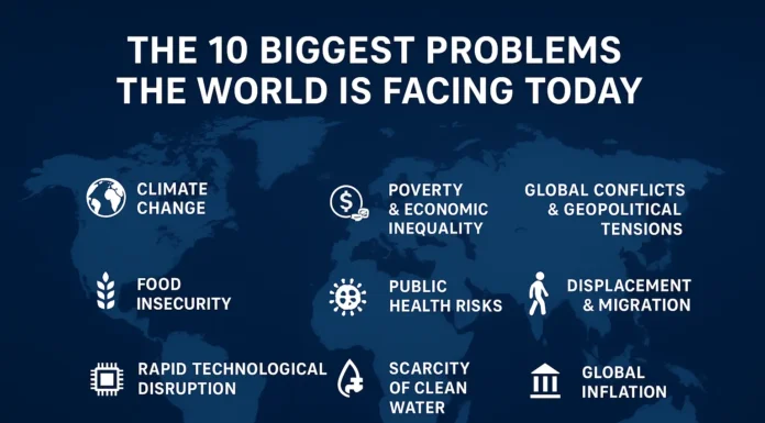 World map showing significant global challenges impacting nations and communities.