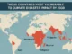 Map showing the countries most vulnerable to climate disasters by 2030.