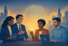 The 7 Future-Proof Skills Everyone Must Master by 2030 Illustration showing professionals mastering digital, creative, and leadership skills for career success in 2030.