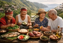 Older adults in traditional island communities enjoy fresh, locally sourced foods and stay active through daily routines and movement.