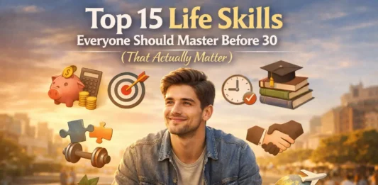 Young adult confidently navigating life skills for personal growth and success