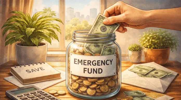 Visual showing how to build an emergency fund when money is tight.