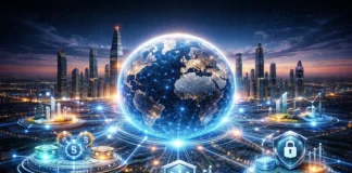 Futuristic illustration showing major cryptocurrency trends shaping the global market after 2026