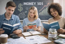 Image showing young adults learning about money management, budgeting, and financial literacy.