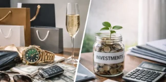 Image showing contrast between a high-income lifestyle and long-term wealth planning.