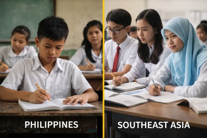Philippine education compared to Southeast Asian countries using PISA scores and funding data