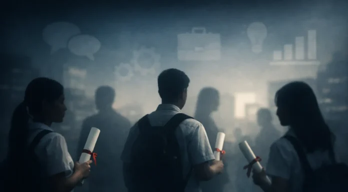 Filipino students holding diplomas but struggling with communication, problem-solving, and real-world skills.