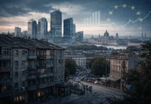 The Budapest skyline shows the Hungarian economy, where modern industry meets economic challenges across Central Europe.
