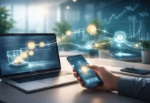 Step-by-step visualization of earning stablecoin yield with digital wallets, crypto platforms, and passive income flow in a financial network