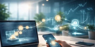 Step-by-step visualization of earning stablecoin yield with digital wallets, crypto platforms, and passive income flow in a financial network