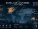 World map showing the 10 loneliest countries with data overlays and social isolation indicators