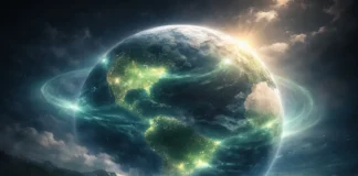 World map highlighting the top 10 countries with the cleanest air using green air quality heat zones and environmental data visualization.