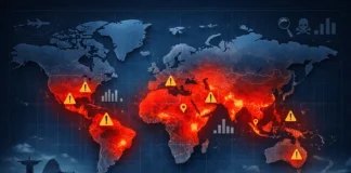 A data-driven world map highlighting countries with the highest crime rates using heatmap visualization and analytical overlays.