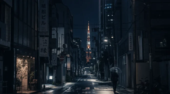 An empty street in Japan symbolizes loneliness and social isolation in modern society