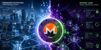 Monero (XMR) is a private digital currency where transactions are hidden and fully encrypted on the blockchain.