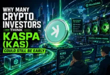 Futuristic illustration of Kaspa blockchain technology featuring BlockDAG infrastructure, crypto mining activity, ultra-fast transaction networks, and a high-speed digital economy.