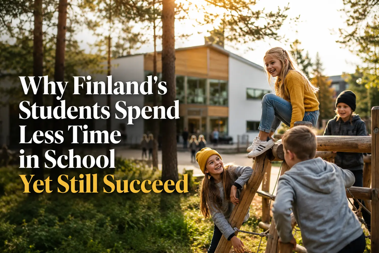 Why Finland's Students Spend Less Time in School Yet Still Succeed Finnish students playing outside during recess at a Finnish school with shorter classroom hours