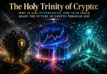 The Holy Trinity of Crypto: Why Zcash, Hyperliquid, and Near Could Shape the Future of Crypto Through 2035 Futuristic representation of Zcash, Hyperliquid, and Near Protocol as three pillars of crypto innovation shaping the future of blockchain through 2035.